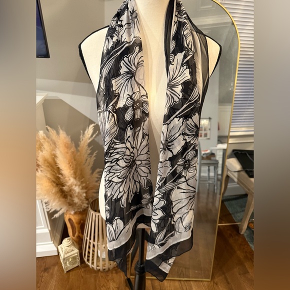 Brighton Black and White Silk Scarf - Picture 1 of 5